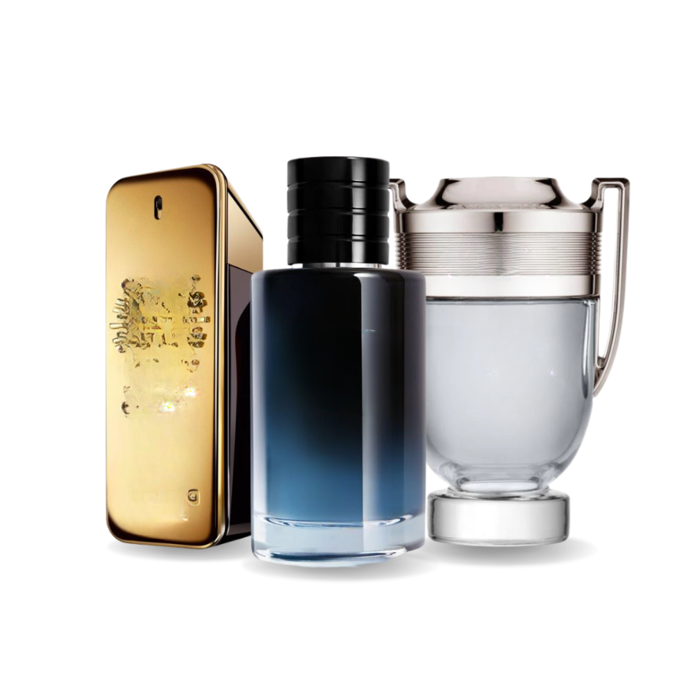 Bundle of 3 Fragrances Paco Rabanne ONE MILLION, Dior SAUVAGE y Paco Rabanne INVICTUS 100ml